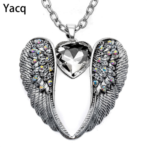 Guardian Angel Wing Heart Necklace - e4curiosity